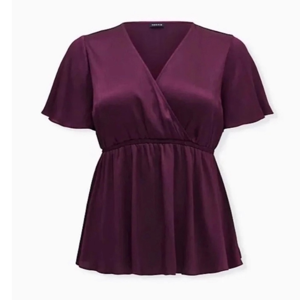 Torrid grape purple shiny gauze surplice babydoll blouse size 2 (2x)